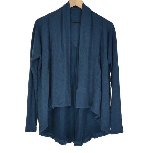 ATHLETA NIRVANA TWO WAY WRAP OPEN CARDIGAN TOP YOGA 416969 DARK VISTA TEAL SMALL - Picture 1 of 8